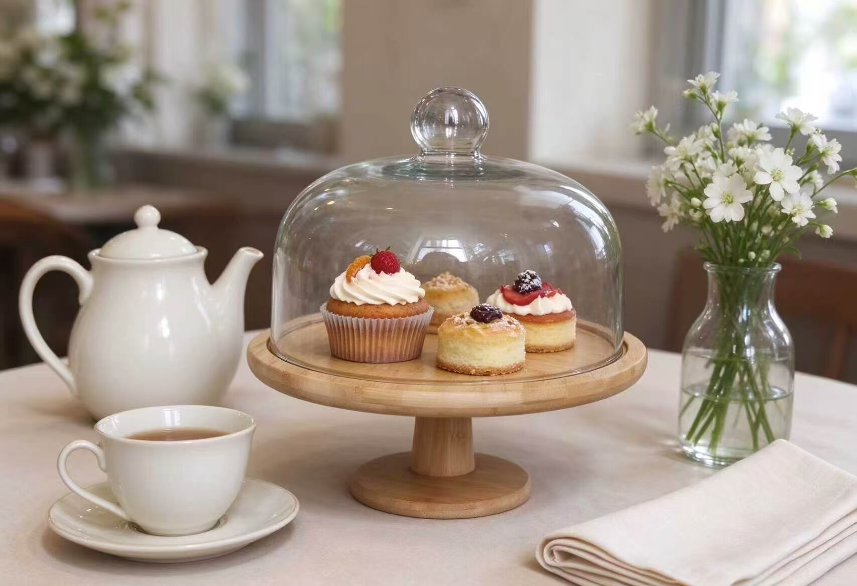 Light Wood Dome Dust-Proof Display Tray 3
