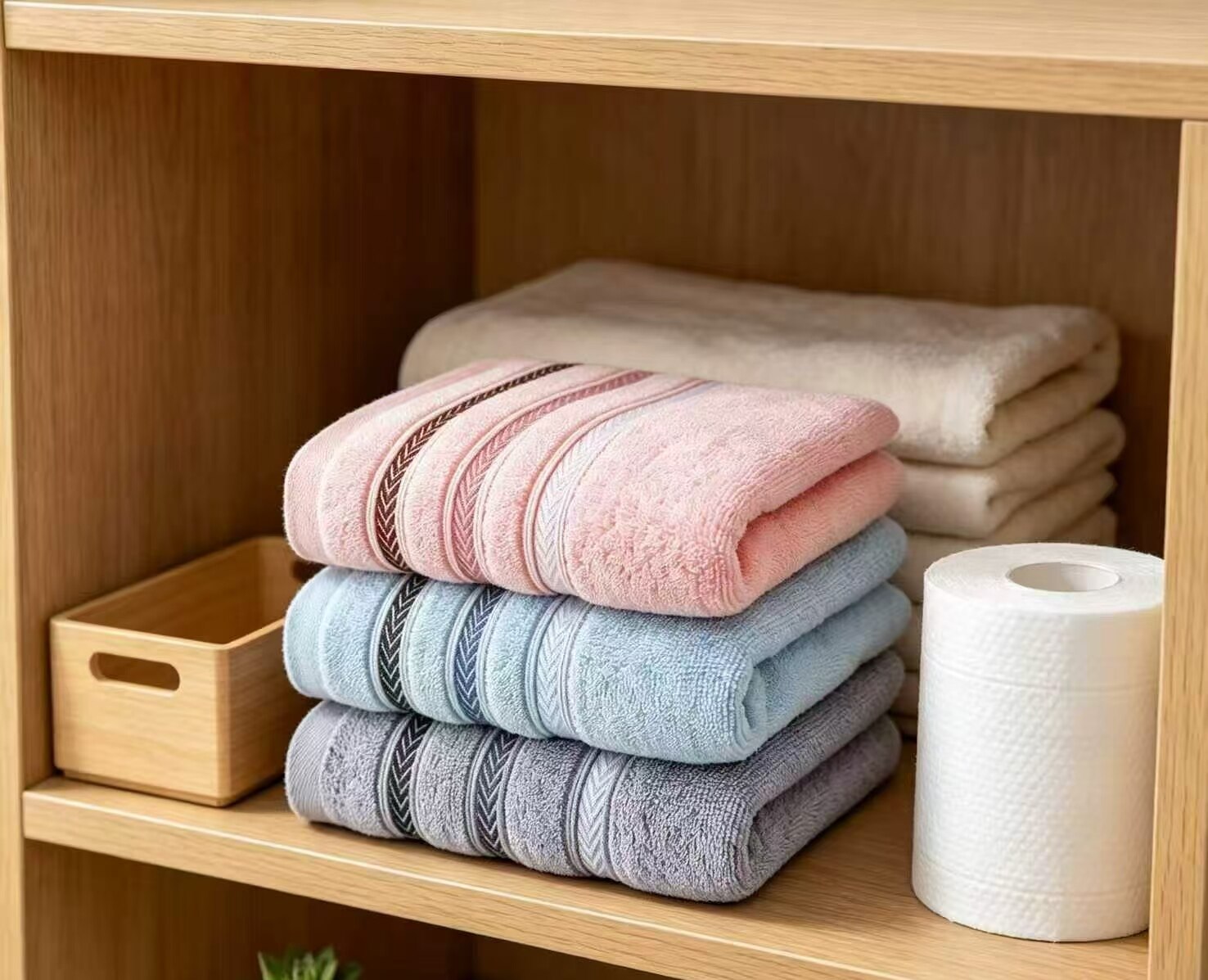 Macaron Wheat-Embroidered Satin Towel 3