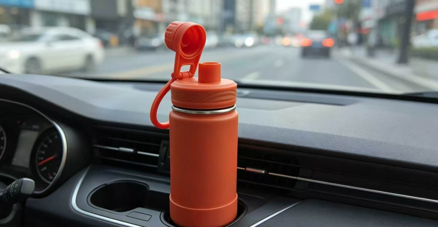 Warm Orange Swirl Lid Thermos 2