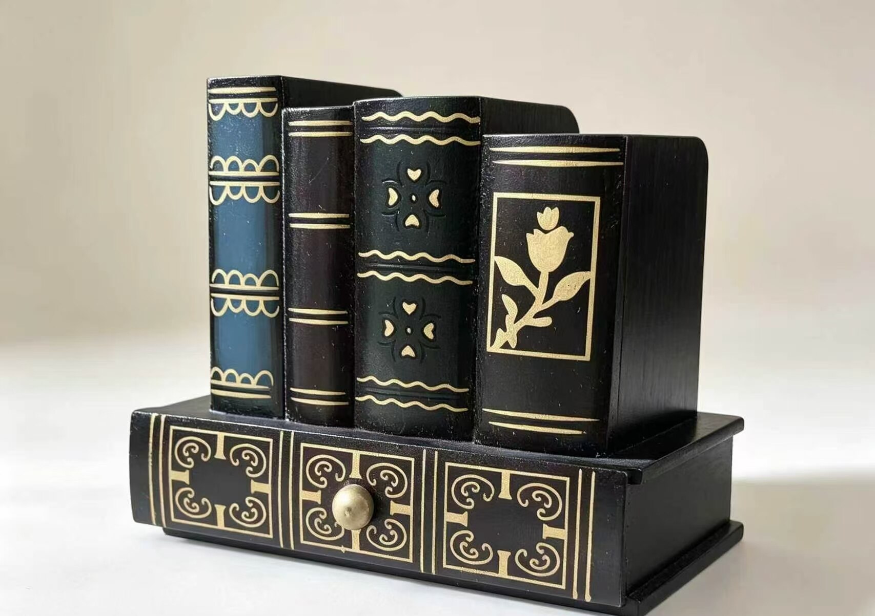 Ink-Style Gold-Fleck Book Storage Box