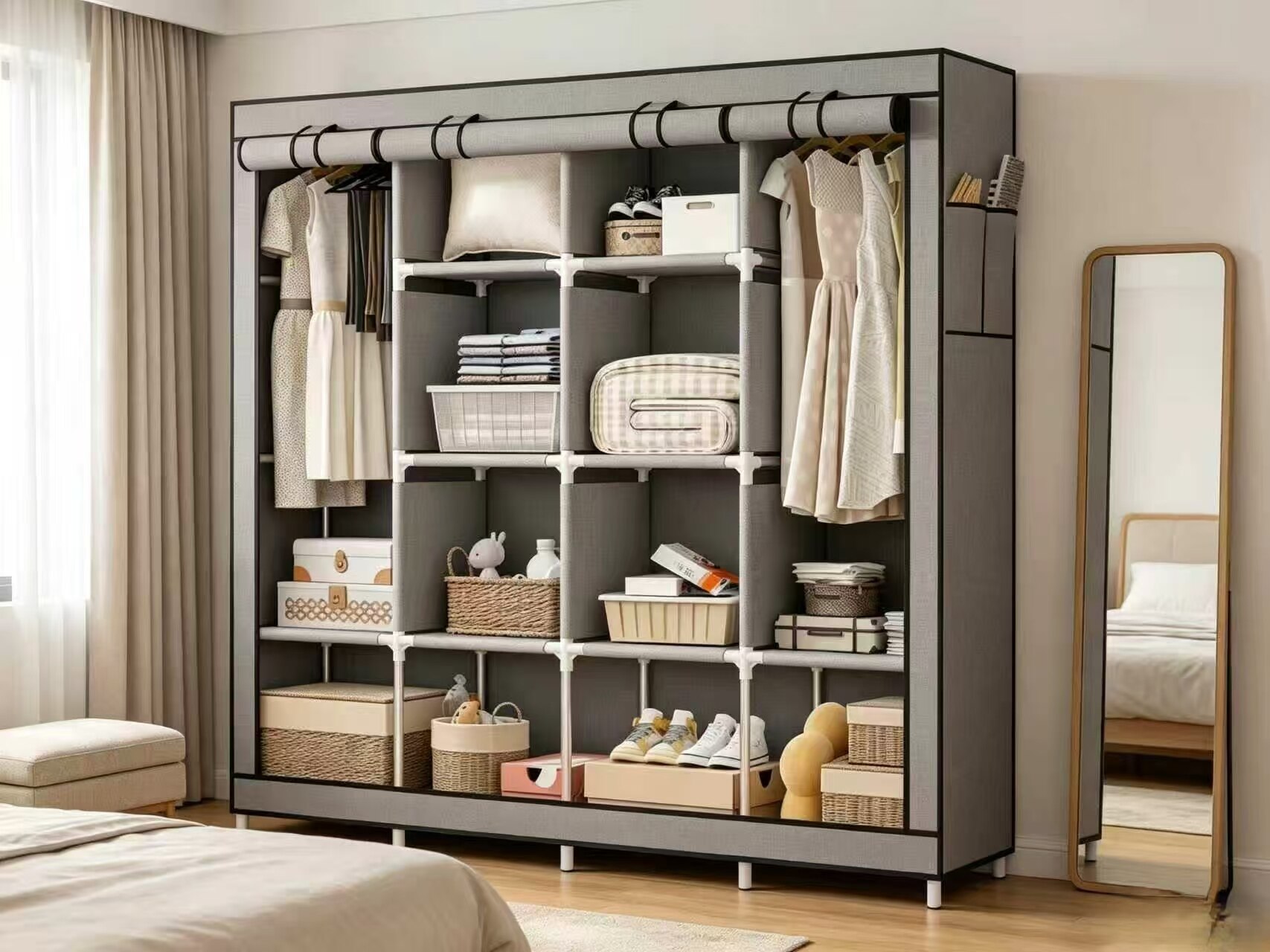 All-in-One 4-Drawer Dustproof Assembly Wardrobe