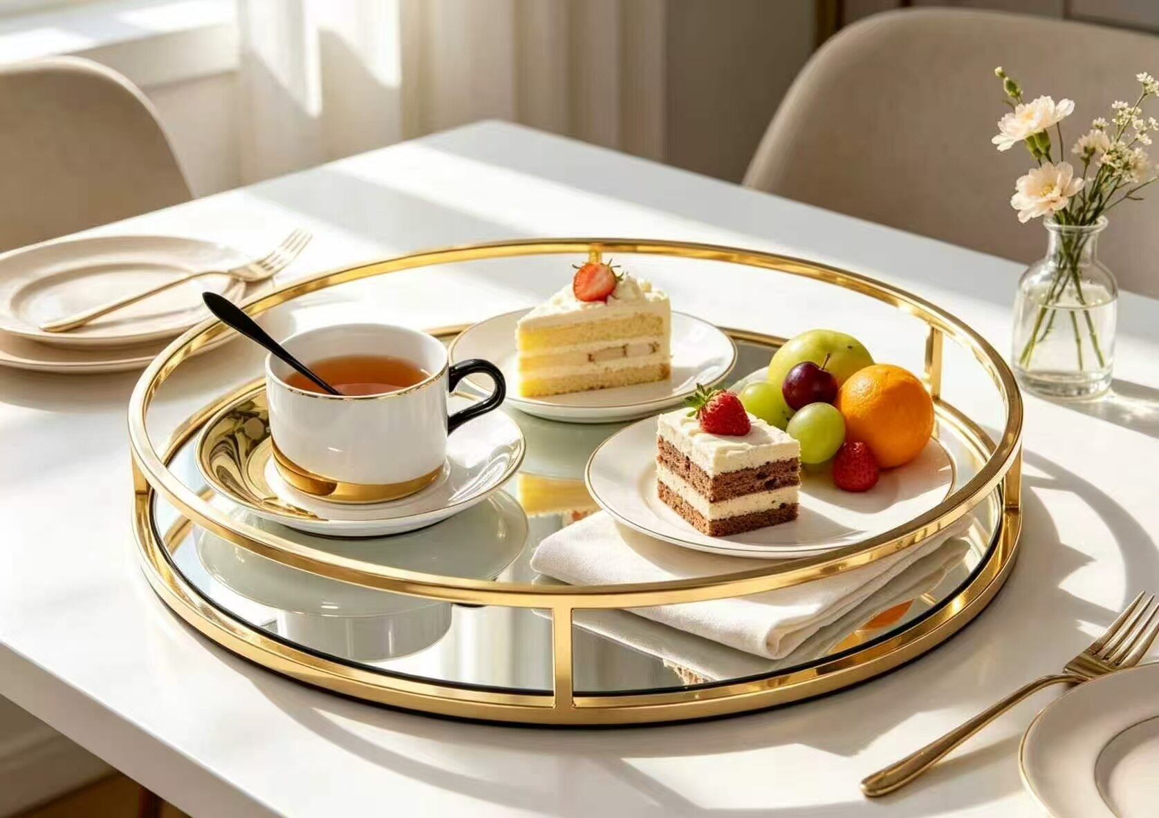 Black & Gold Dual-Tone Mirror Tray 3