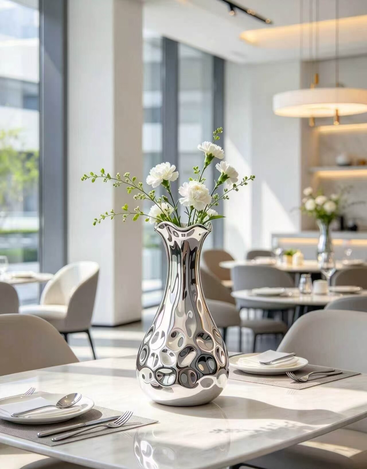 Silver Moon Ripple Art Vase 2