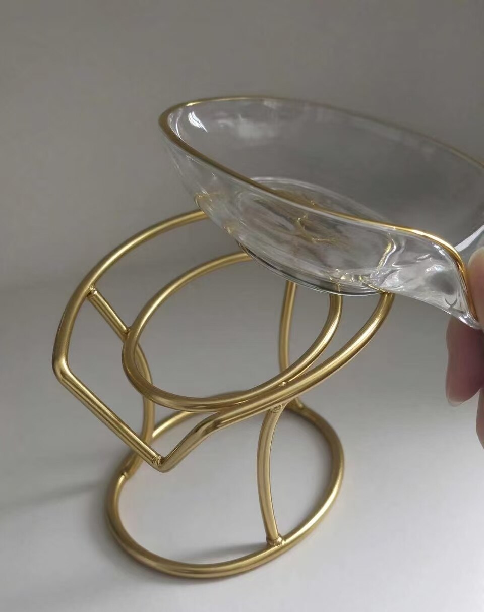 Gold Branch Lace Glass Soap Dish 4