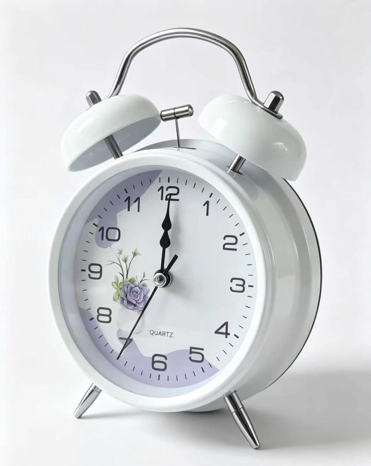 Lavender Vine Shadow Dual Bell Alarm Clock