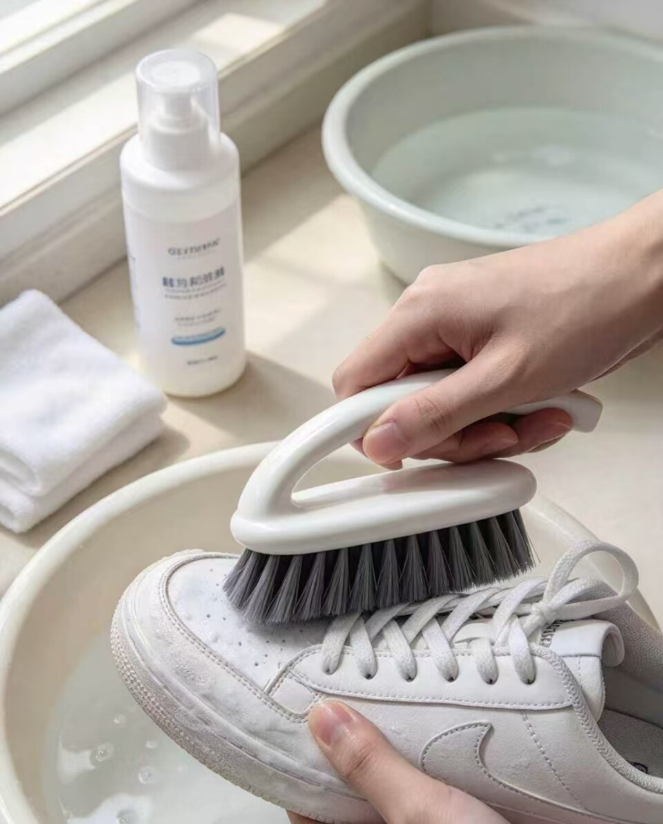 White bow, gray bristle stain remover brush 5