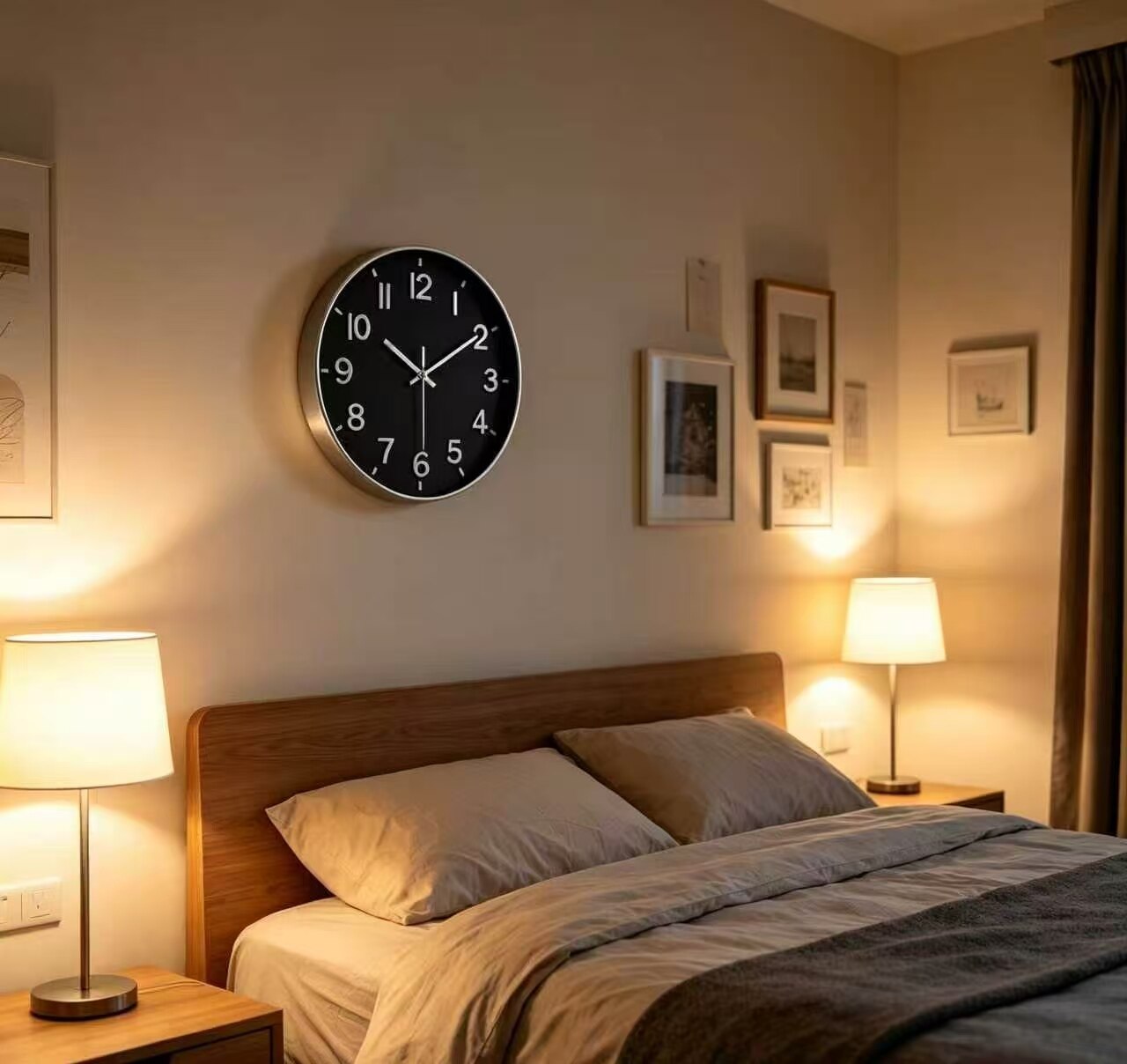 Classic Black and Silver Contrast Wall Clock 3