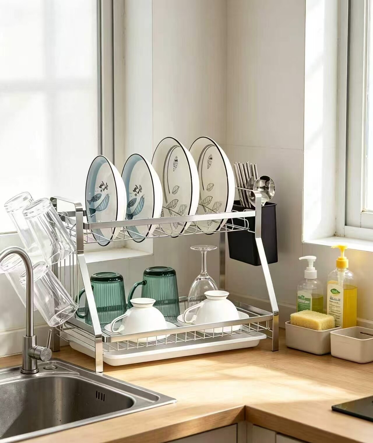Premium Double-Layer Stainless Steel Drain Rack 2
