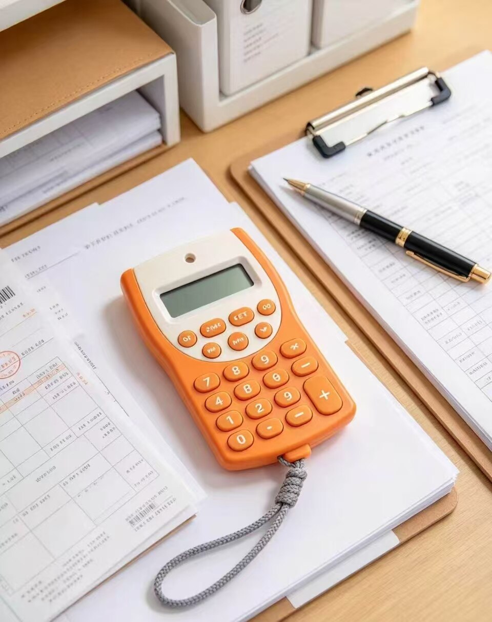 Vibrant Orange Portable Calculator Lanyard 2