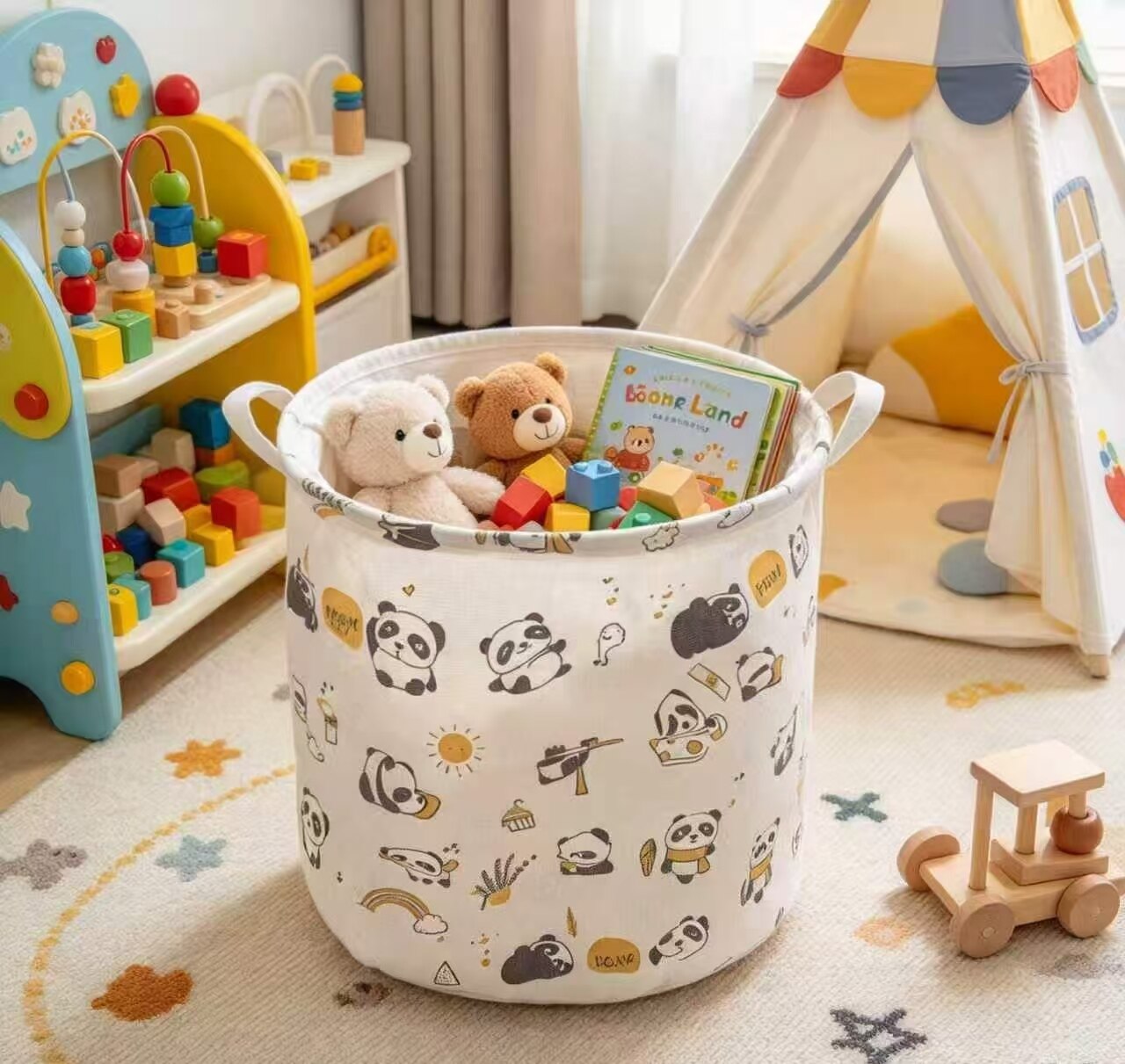 Cotton-Linen Storage Bin for Cute Bear Land 5