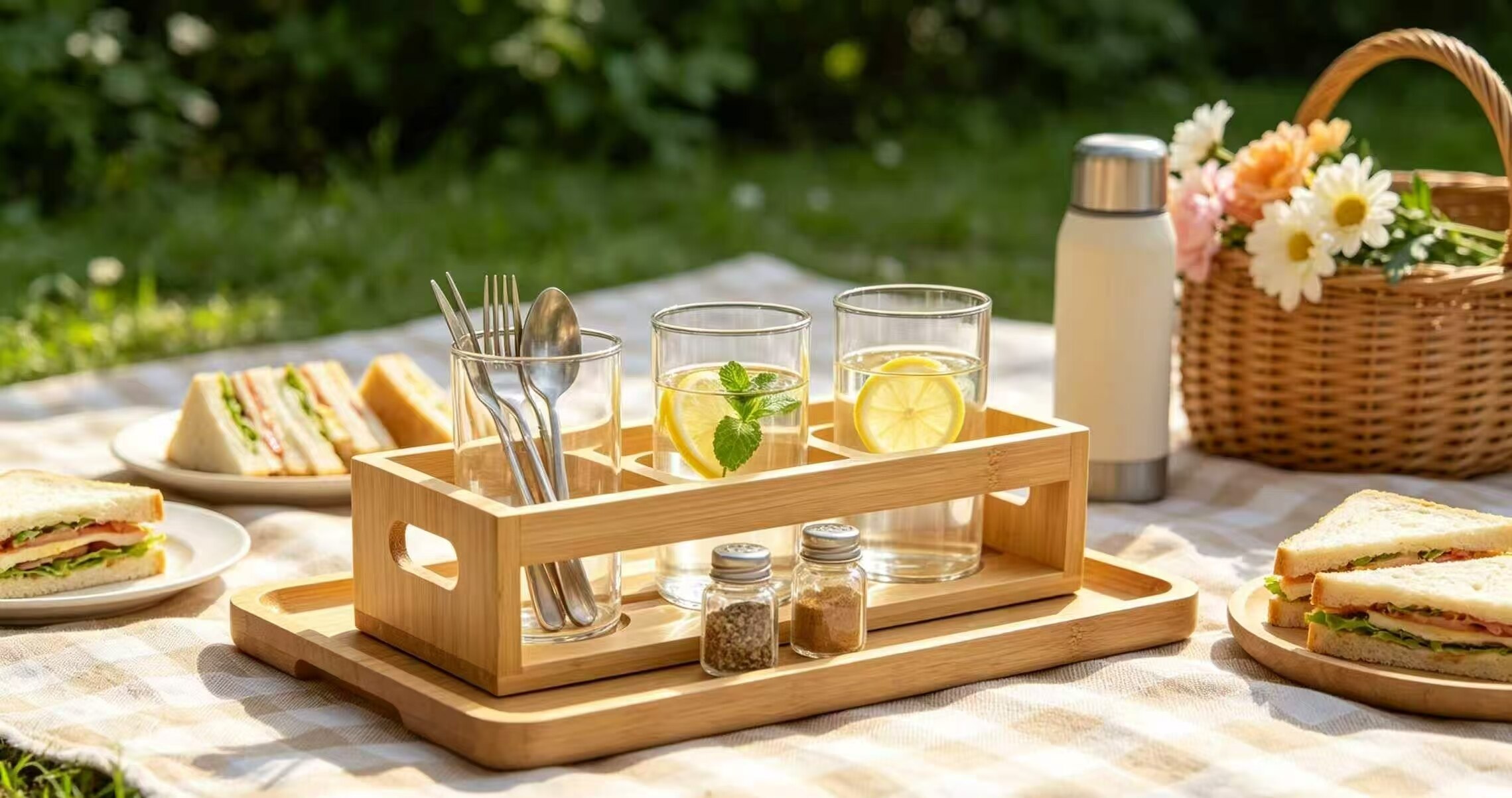 Wooden Handle 6-Compartment Cup Organizer 4