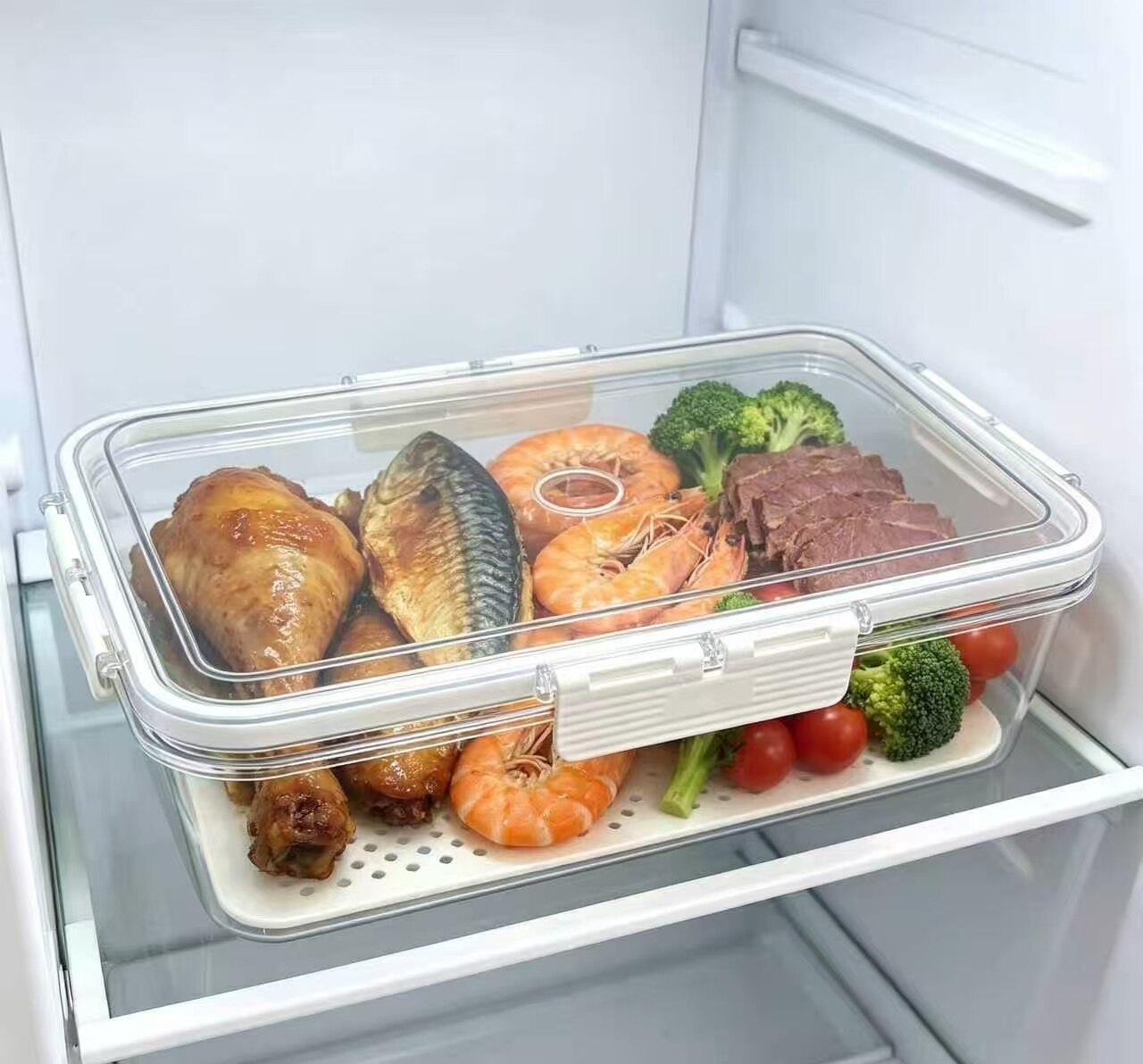 Clear Dry & Wet Separation Freshness Container 4