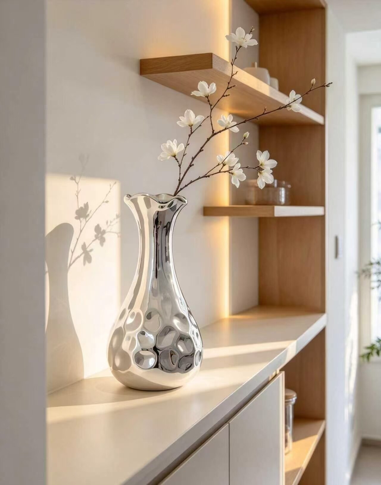 Silver Moon Ripple Art Vase 3