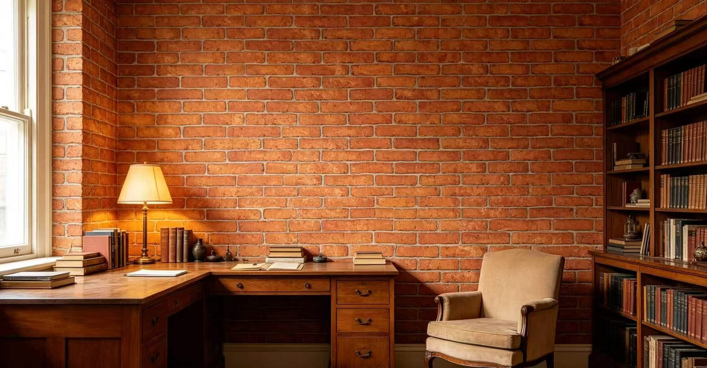 Vintage Warm Sun Brick Wallpaper 5