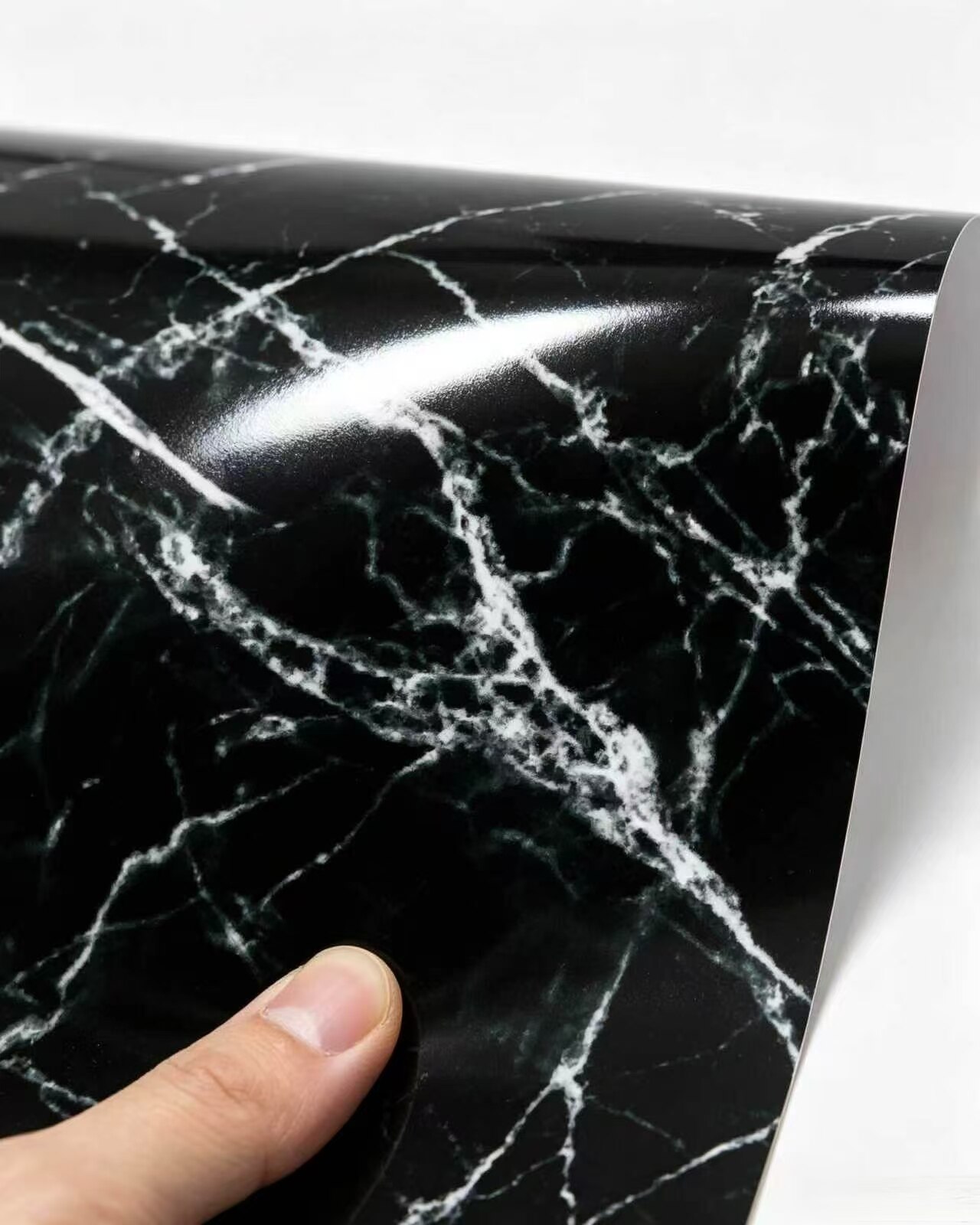 Black and white marble oil-proof kitchen sticker 5