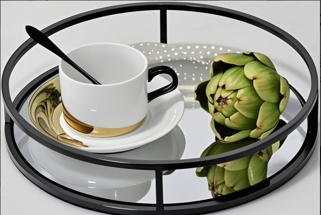 Black and Gold Dual-Tone Mirror Tray 2