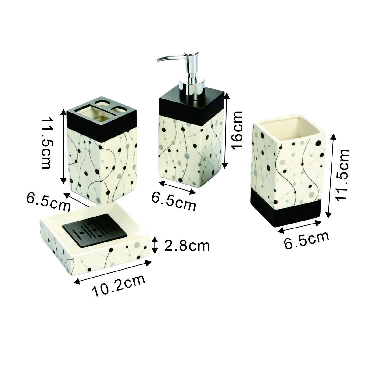 Minimalist Abstract Polka Dot Line Ceramic Bathroom Vanity Set 3