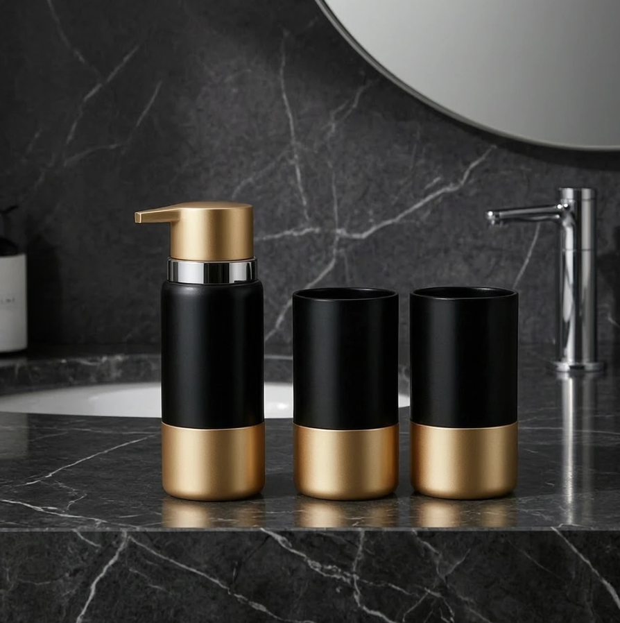 Black & Gold Luxury Bathroom Set 5