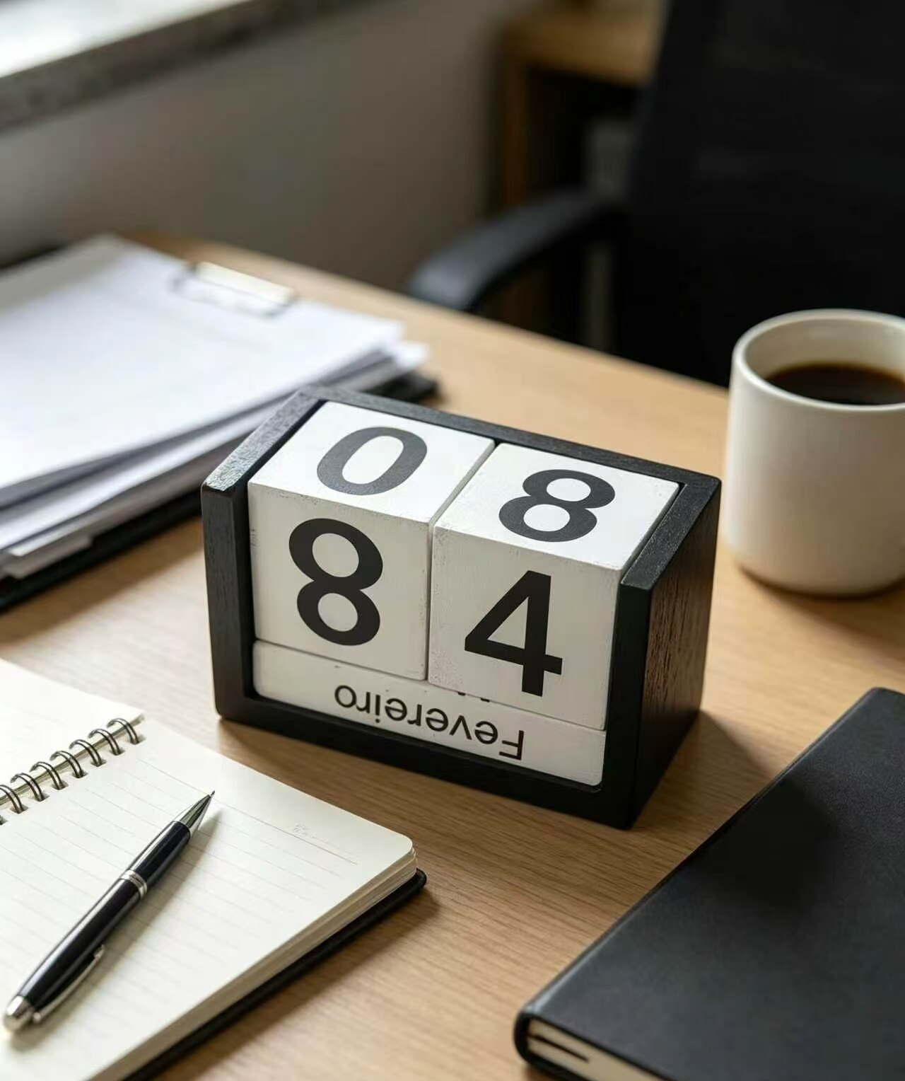 Black and white block wood calendar 2
