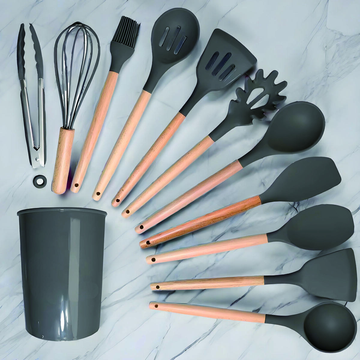 12-Piece Non-Stick Silicone-Handled Cookware Set, Heat Resistant 5