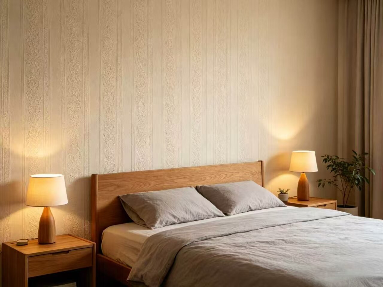 Beige Embossed Wallpaper 2