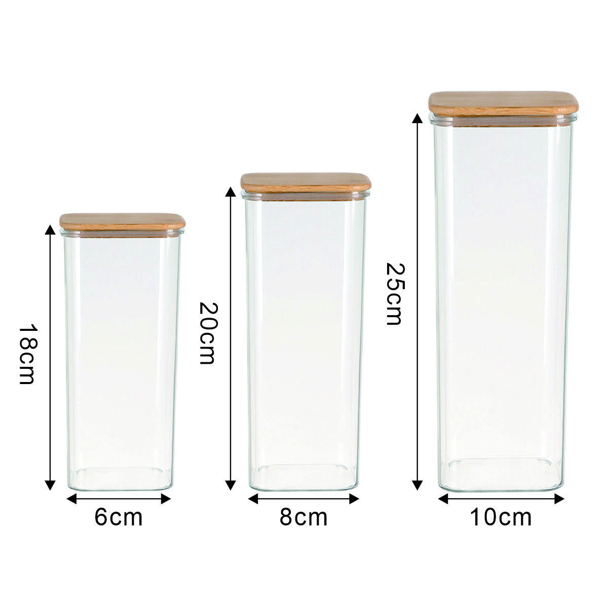 3-Piece Square Glass Jar Set 5