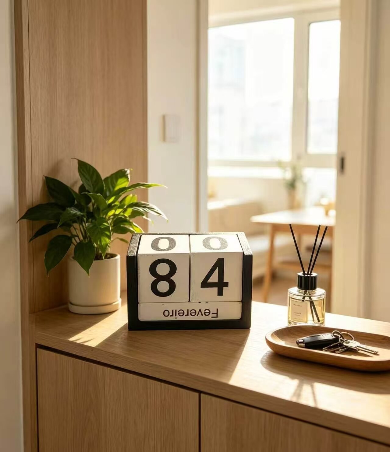 Black and White Square Wood Calendar 4