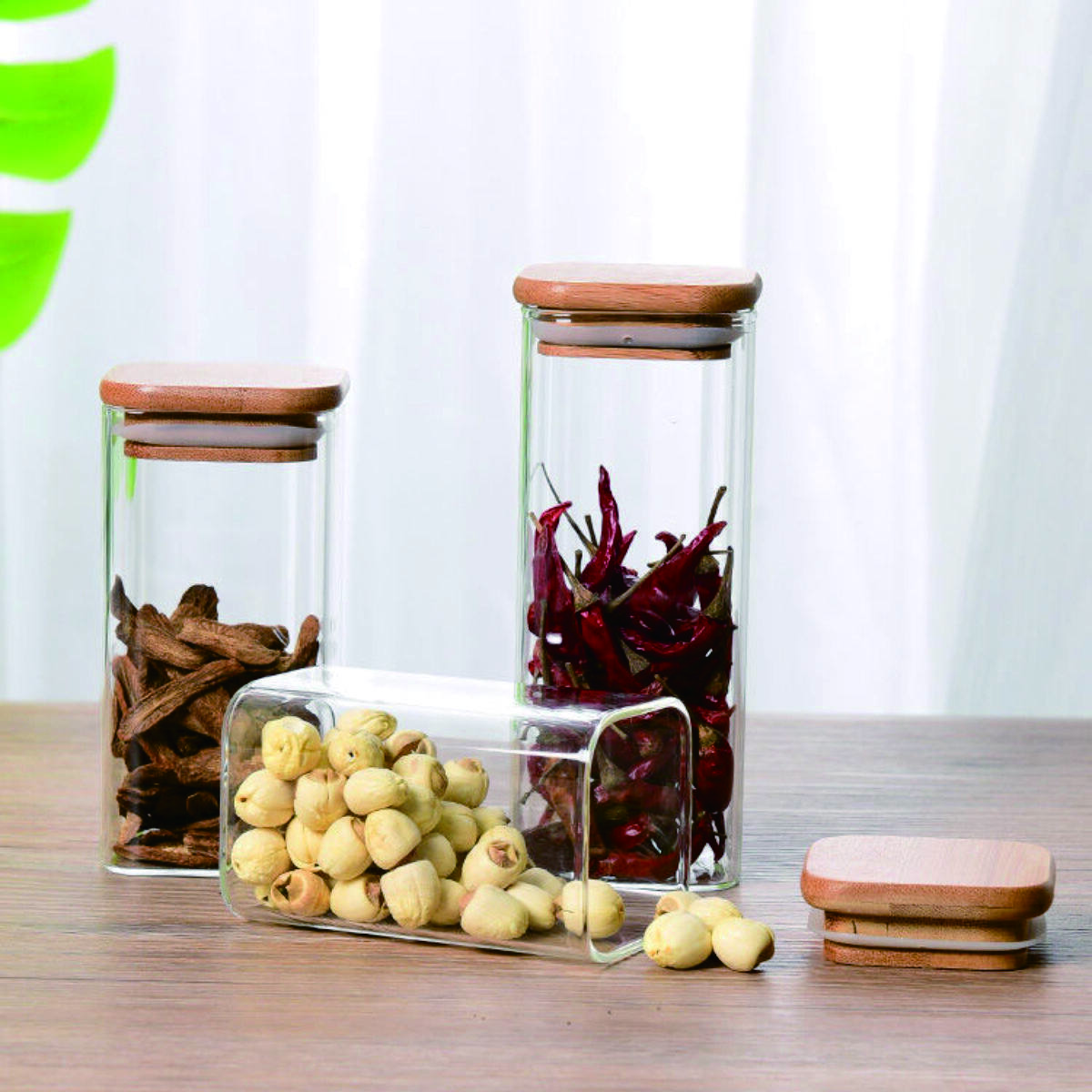 3-Piece Square Glass Jar Set 2