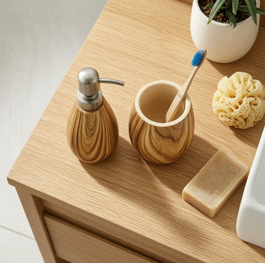 Wood Grain Bathroom Two-Piece Set 4