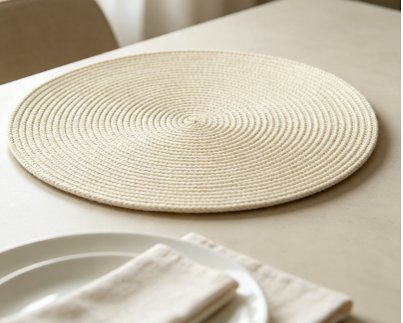 Minimalist Round Solid Color PVC Woven Placemat, Heat-Resistant & Anti-Scald 4