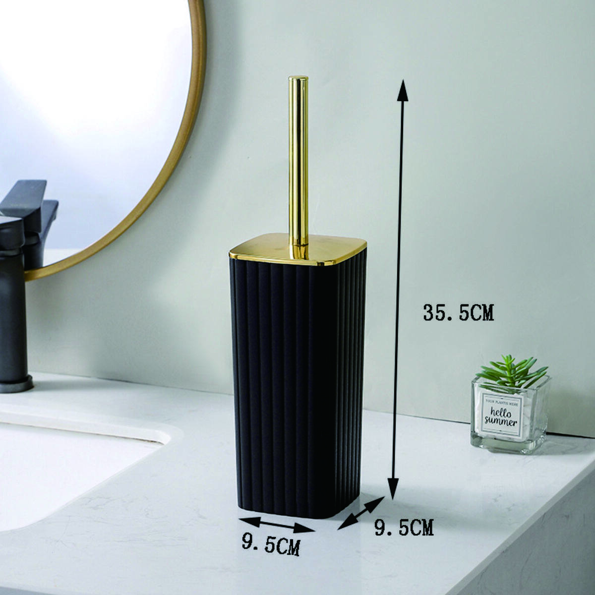 Black and Gold Vertical Stripe 6-Piece Bathroom Set 5