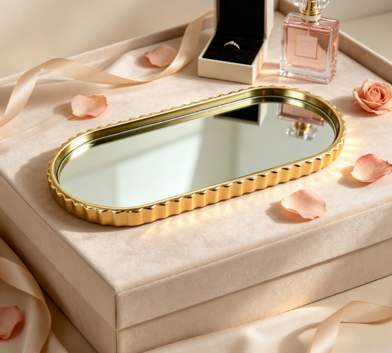Gold Trim Mirror Storage Tray 5