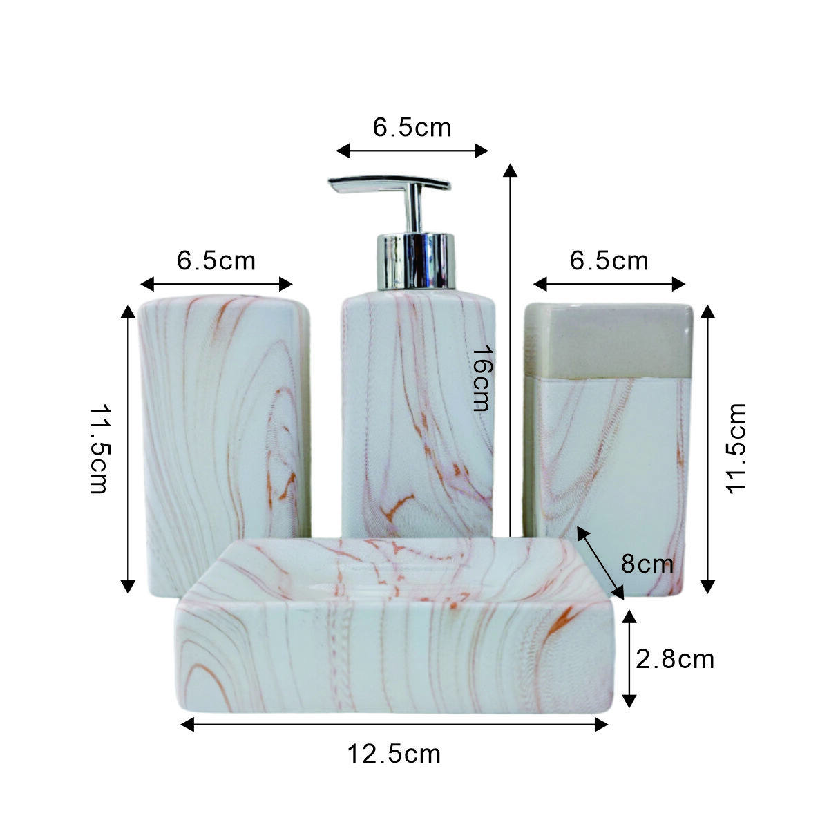 Wood-grain textured ceramic bathroom set 5