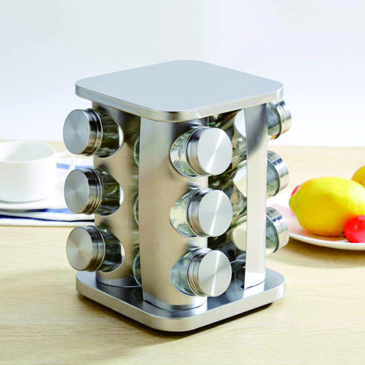 12 Kitchen Spice Rack with Rotating Multi-Hole Holder 4
