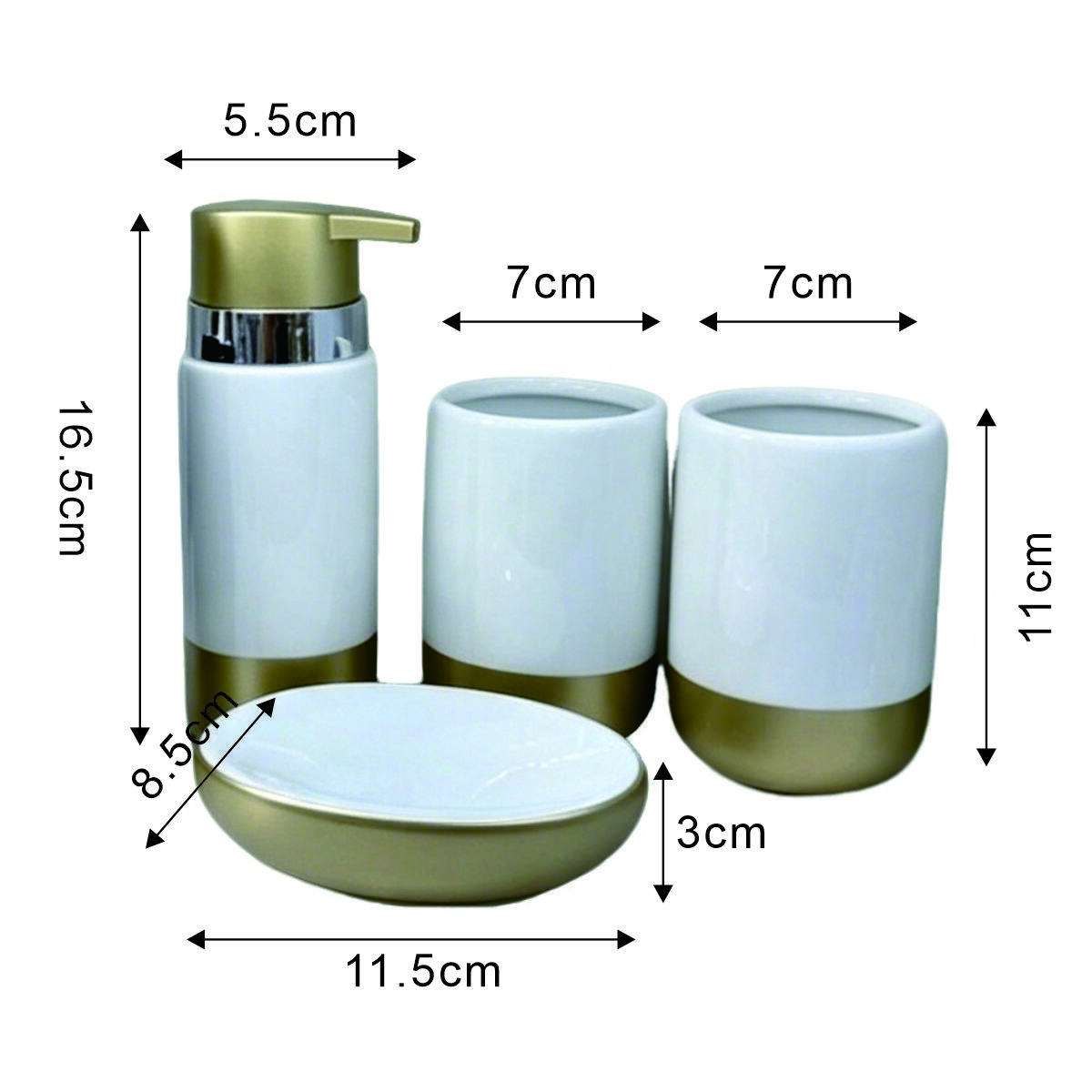 White Gold Ceramic Bathroom Set 5