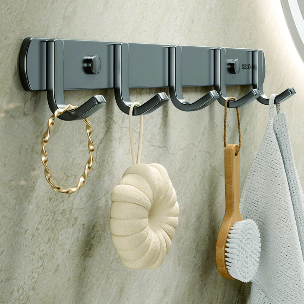 Drill-Free Aluminum Alloy Hook Rack 3