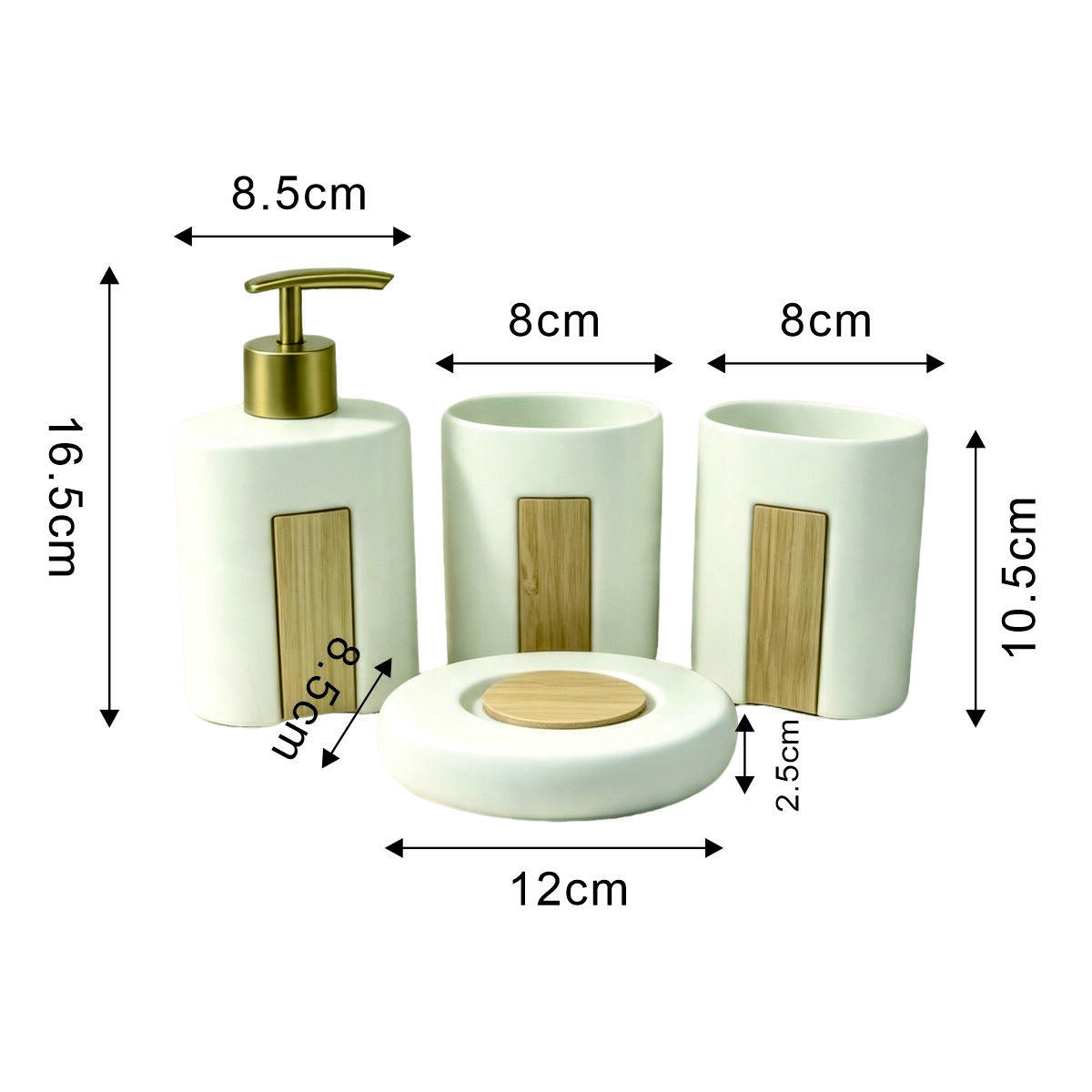 Nordic Bamboo & Wood Veneer Ceramic Bathroom Set 5
