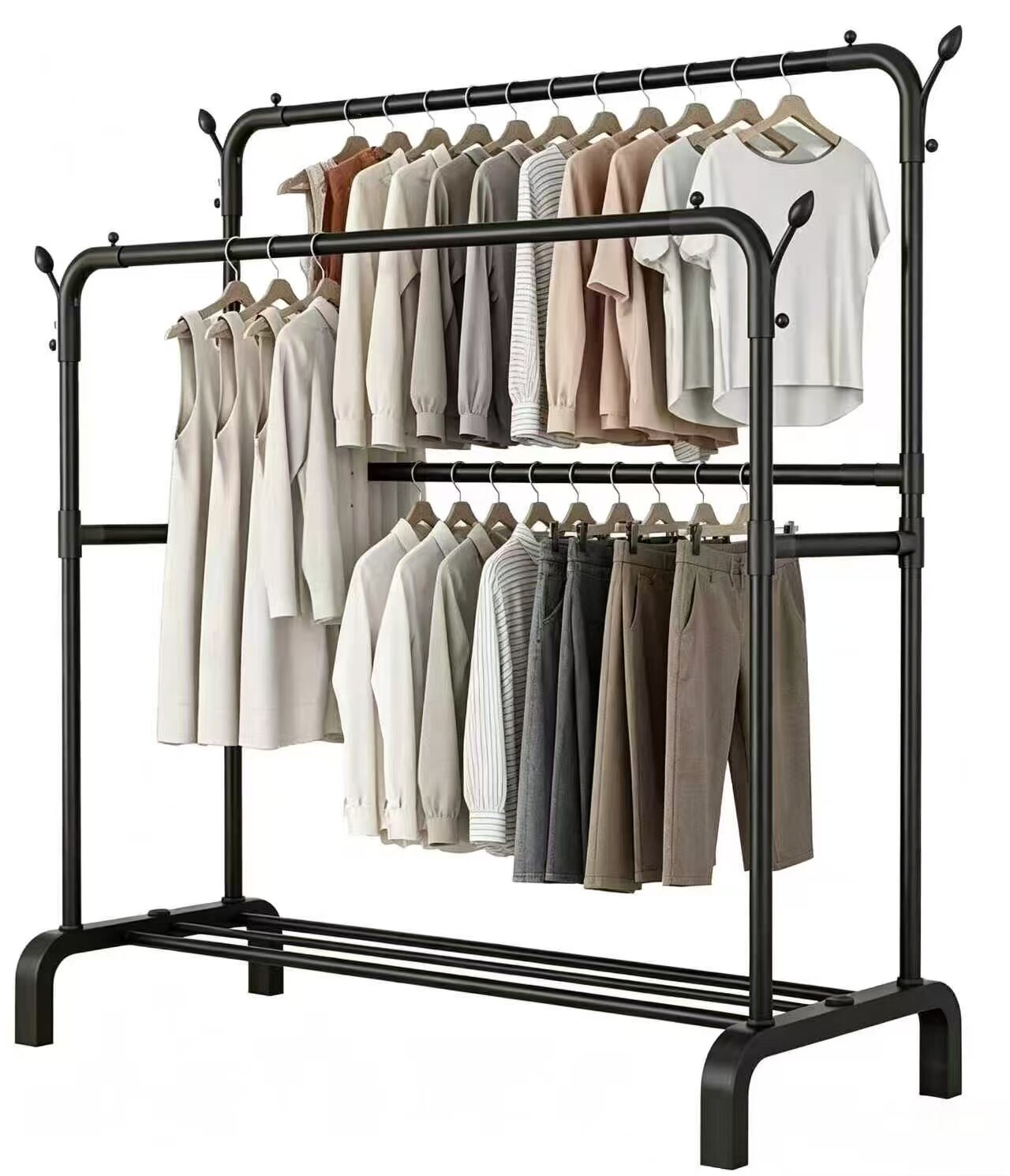 Multi-Function Double-Pole Floor Coat Rack 3