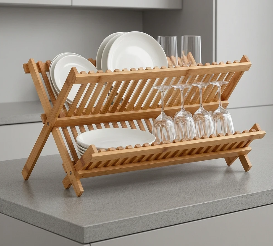 Bamboo Folding Dish Rack 3