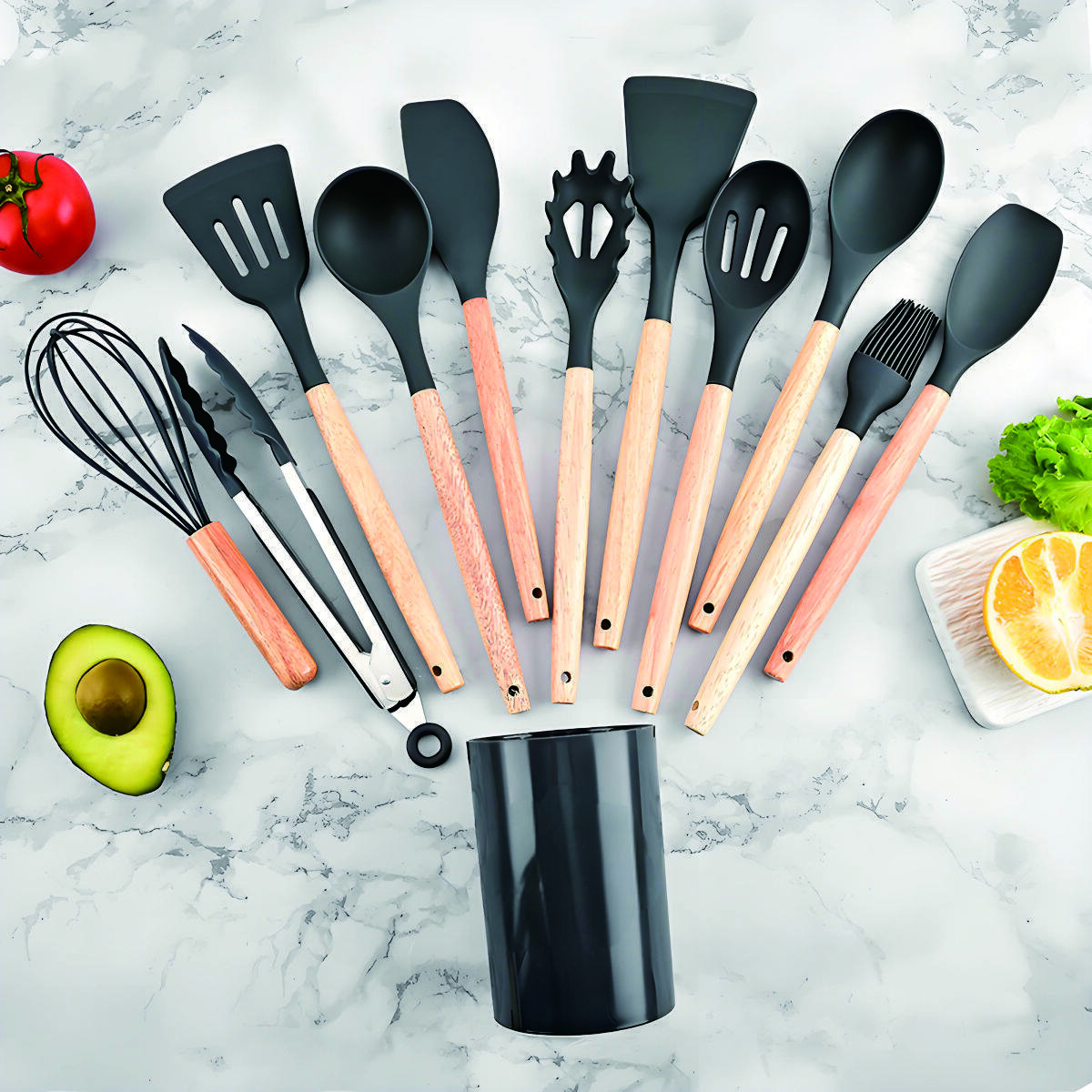 12-Piece Silicone Non-Stick Cookware Set, Heat Resistant 3