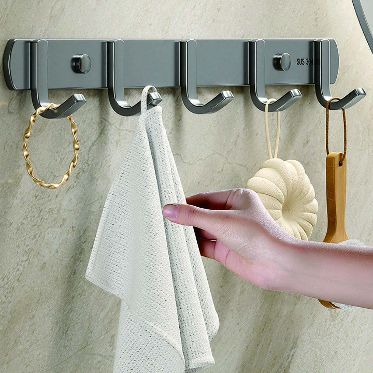 No-Drill Aluminum Alloy Hook Rack 4