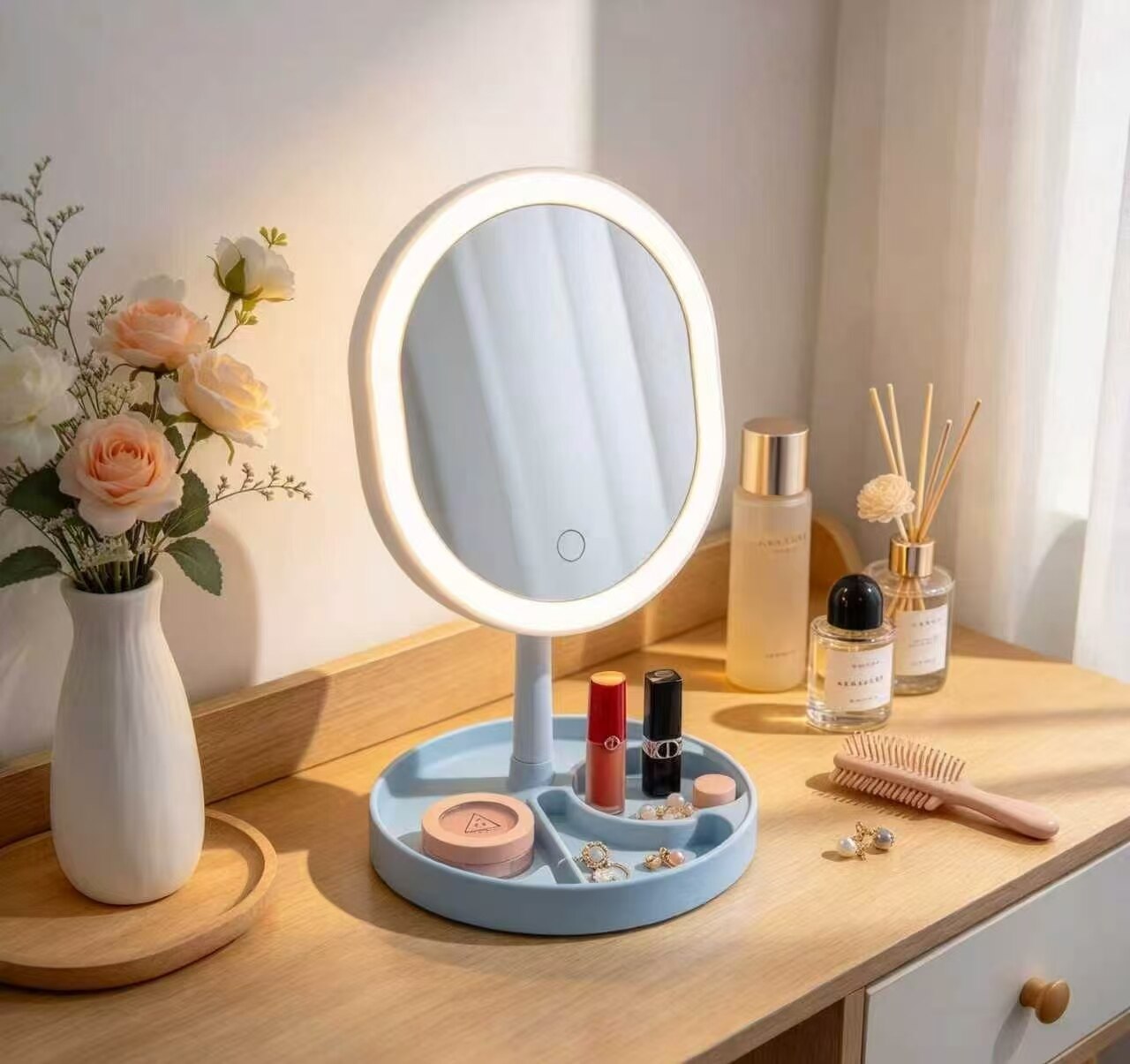 Sea Salt Blue Paws Storage Mirror 2