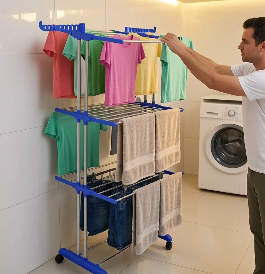 Double-Rod Clothes Drying Rack 2