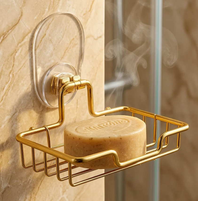 Light Luxury Gold Non-Drill Wall-Mount Soap Dish 3