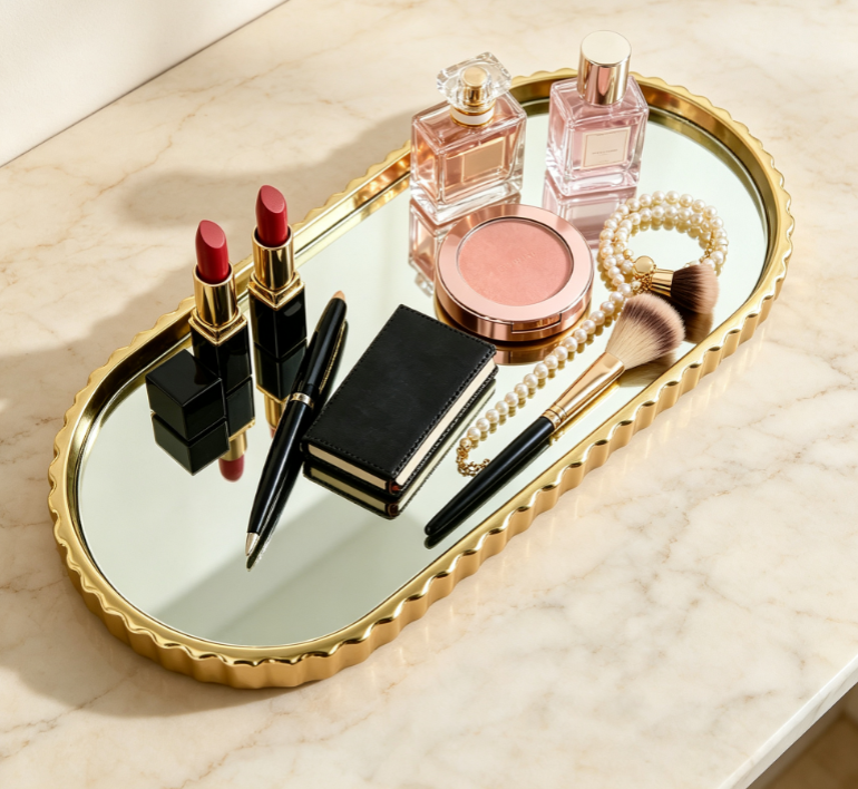 Gold Lace Mirror Tray 3