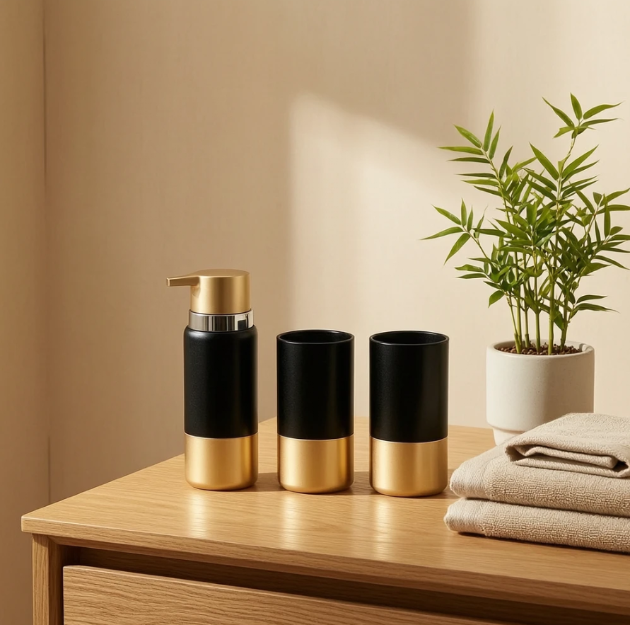 Black & Gold Luxury Bathroom Set 2