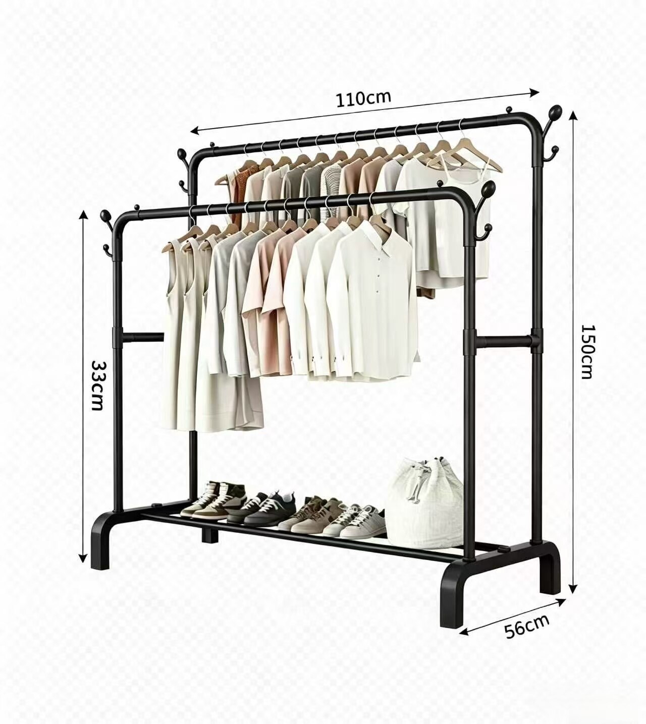 Multi-Purpose Double-Rod Floor Coat Rack 5
