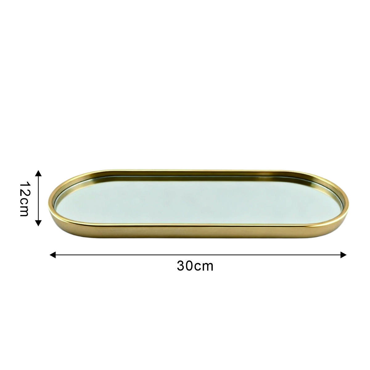 Minimalist Gold-Rimmed Oval Mirror Storage Tray 5