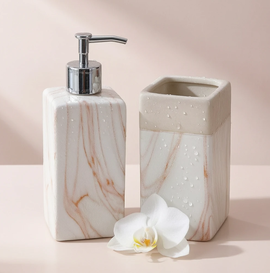 Wood Grain Ceramic Bathroom Fixture Set 2