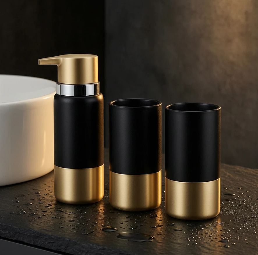 Black & Gold Luxury Bathroom Set 4